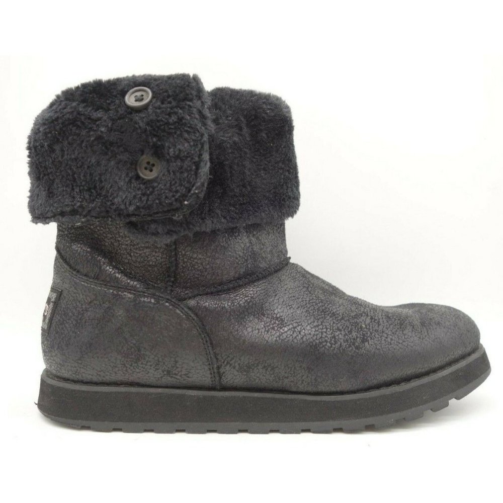 Skechers Australia Black Faux Fur Lined Pull On Button Boots Women's 11